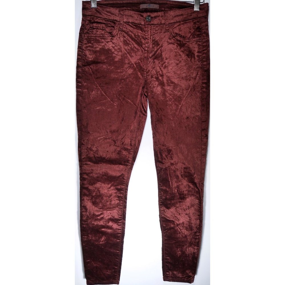 7 For All Mankind Velvet Ankle Skinny in Scarlet